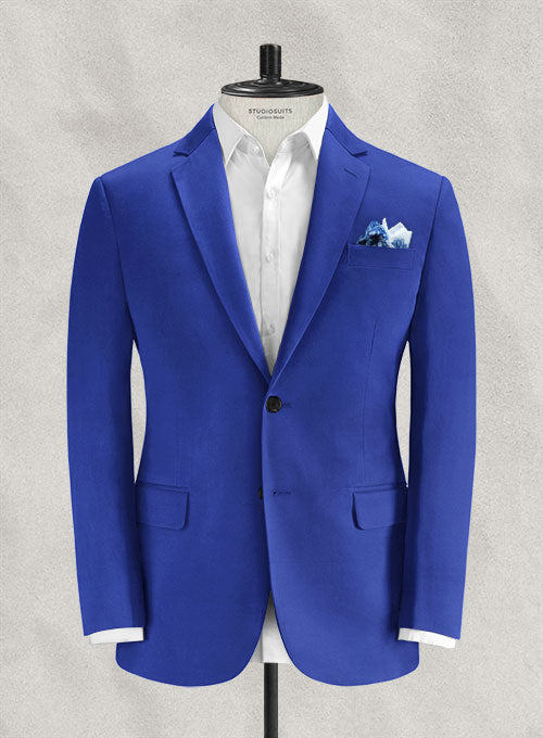 Italian Vivid Blue Cotton Jacket - StudioSuits