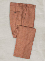 Italian Wide Herringbone Sea Orange Tweed Pants - StudioSuits