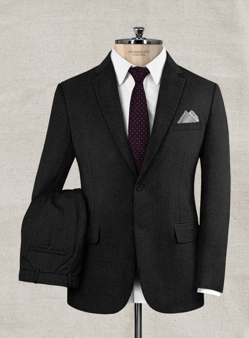 Italian Wool Cashmere Black Suit - StudioSuits