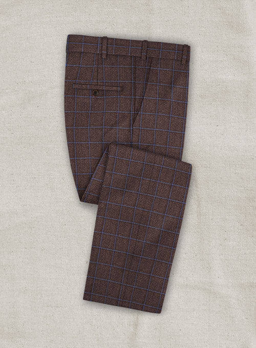 Italian Wool Cashmere Brown Checks Pants - StudioSuits