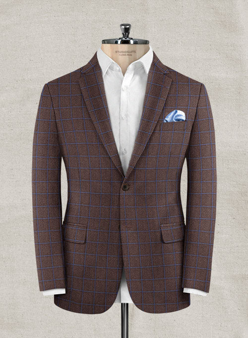 Italian Wool Cashmere Brown Checks Suit - StudioSuits