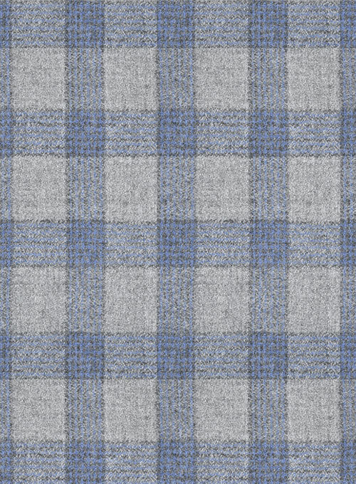 Italian Wool Cashmere Gray Blue Checks Jacket - StudioSuits