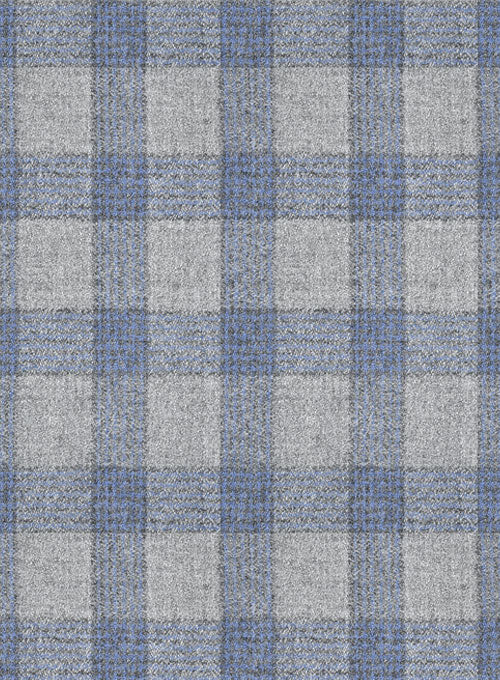 Italian Wool Cashmere Gray Blue Checks Jacket - StudioSuits