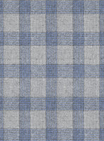 Italian Wool Cashmere Gray Blue Checks Jacket - StudioSuits