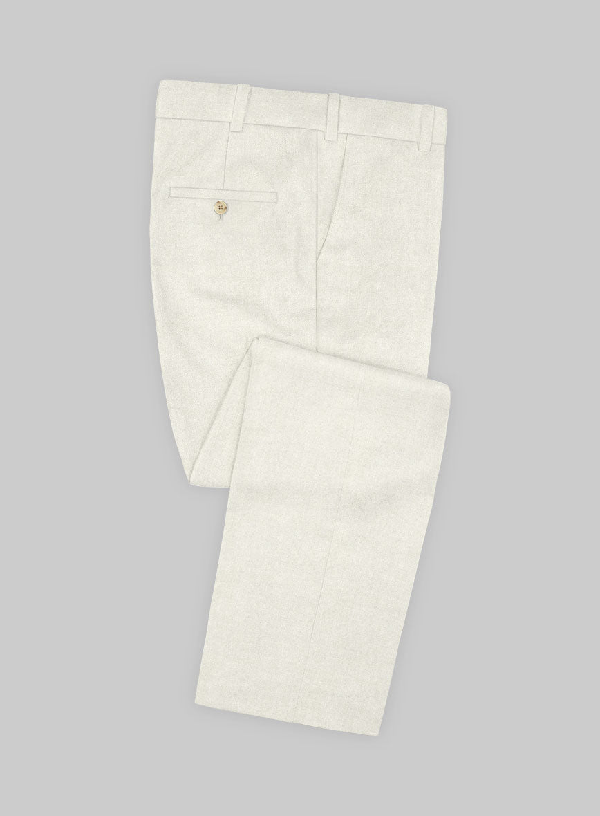 Italian Wool Cashmere Ivory Pants - StudioSuits