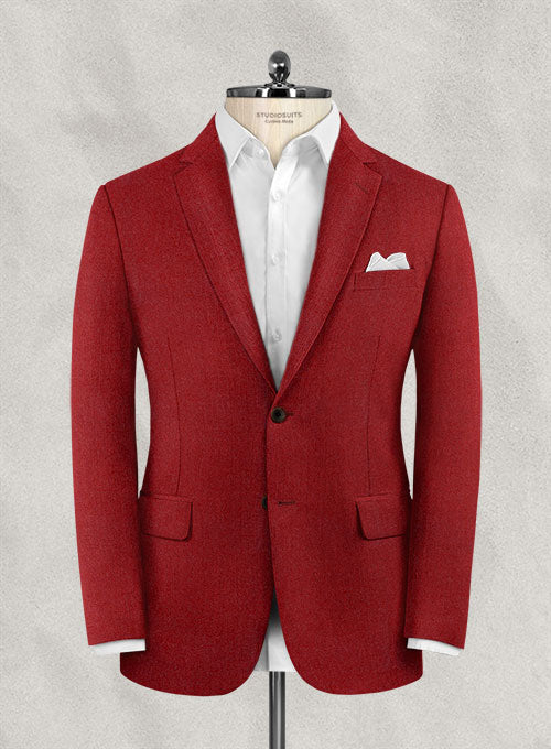 Italian Wool Cashmere Ruby Red Jacket - StudioSuits