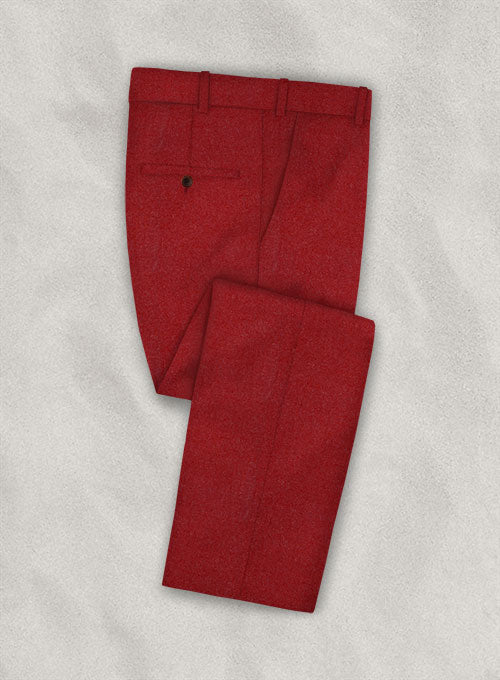 Italian Wool Cashmere Ruby Red Pants - StudioSuits