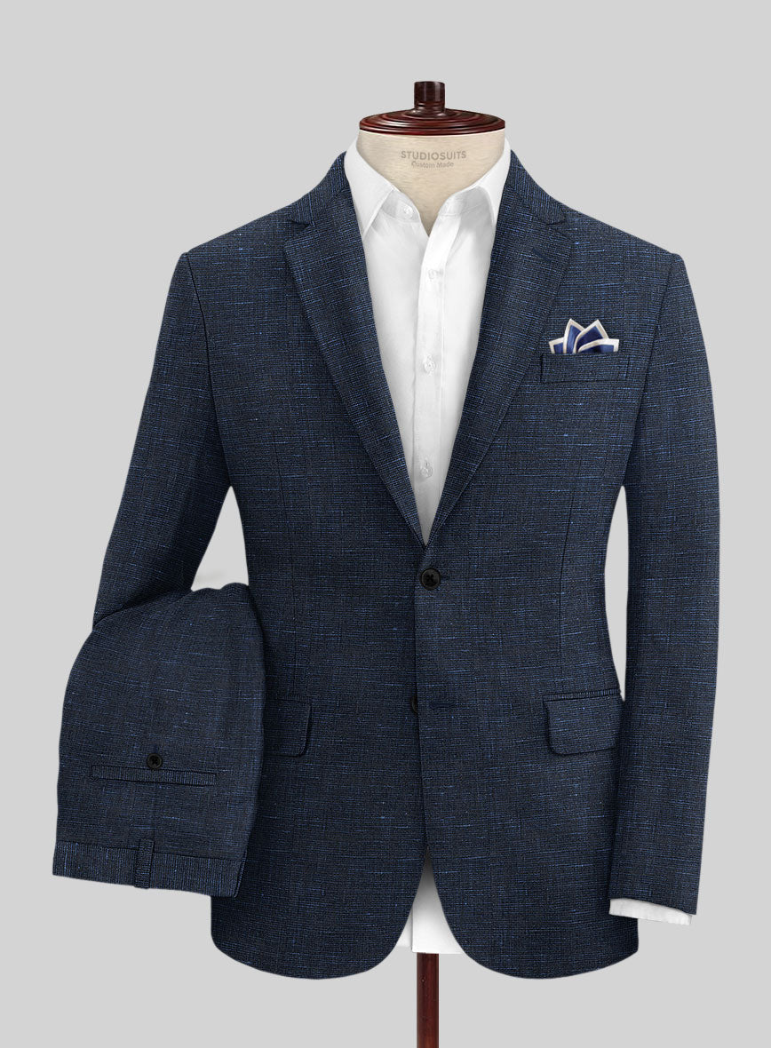 Italian Prato Blue Chambray Linen Suit - StudioSuits