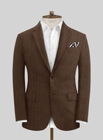 Italian Prato Brown Herringbone Linen Jacket - StudioSuits