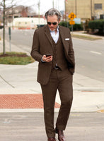 Italian Prato Brown Herringbone Linen Suit - StudioSuits