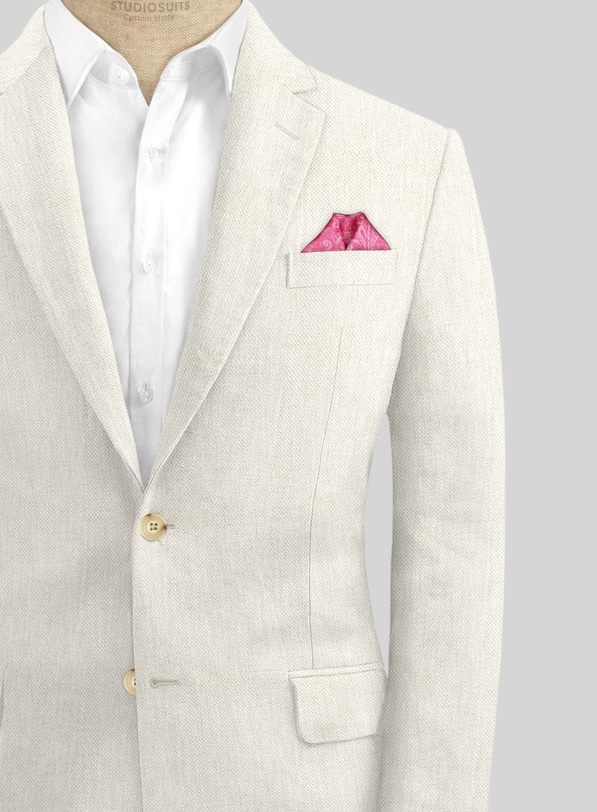 Italian Prato Beige Dobby Linen Suit - StudioSuits