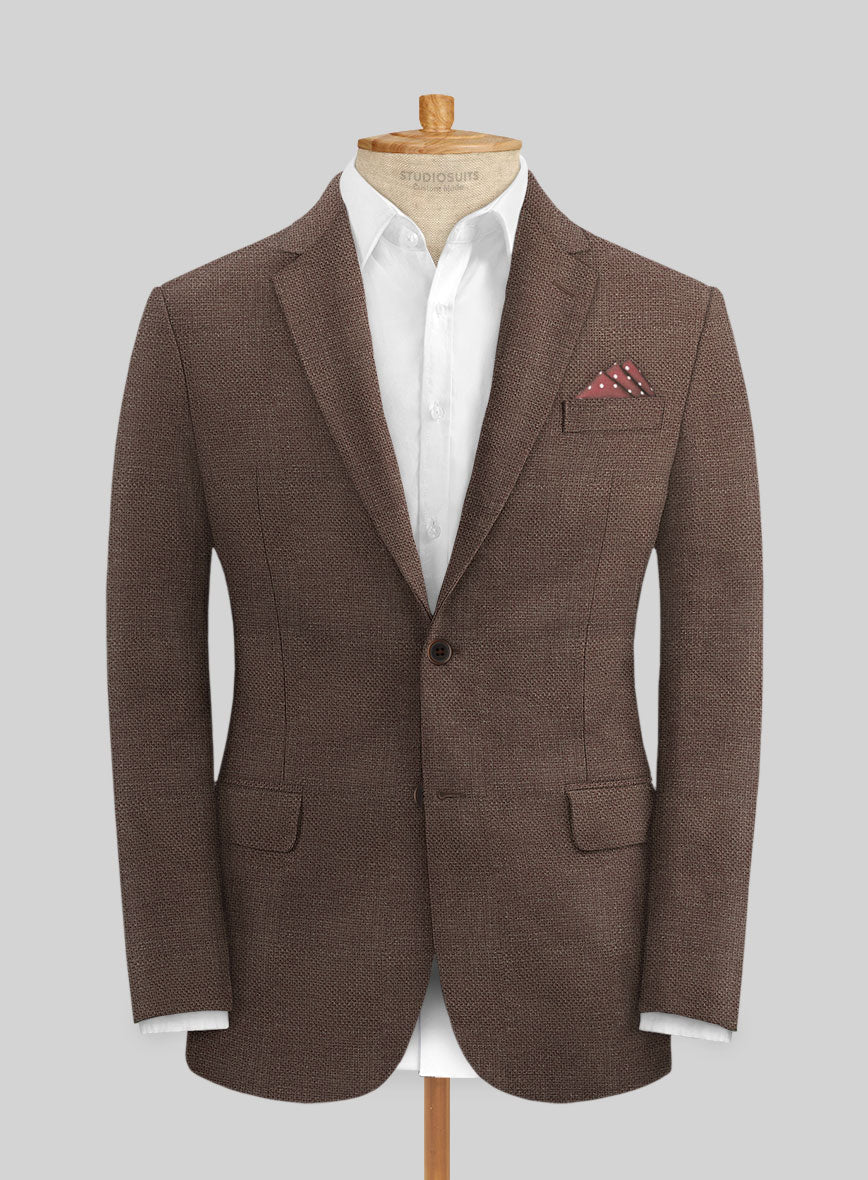Italian Prato Brown Dobby Linen Suit - StudioSuits