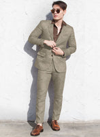 Italian Prato Brown Sharkskin Linen Suit - StudioSuits