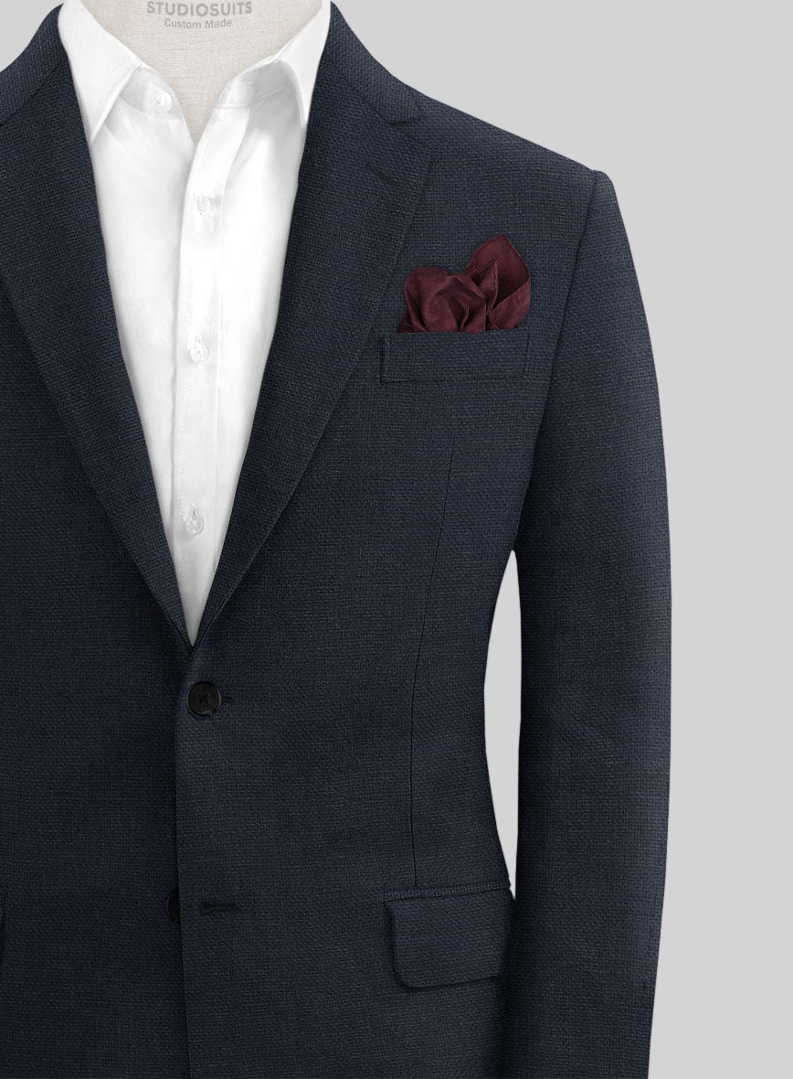 Italian Prato Dark Blue Dobby Linen Suit - StudioSuits