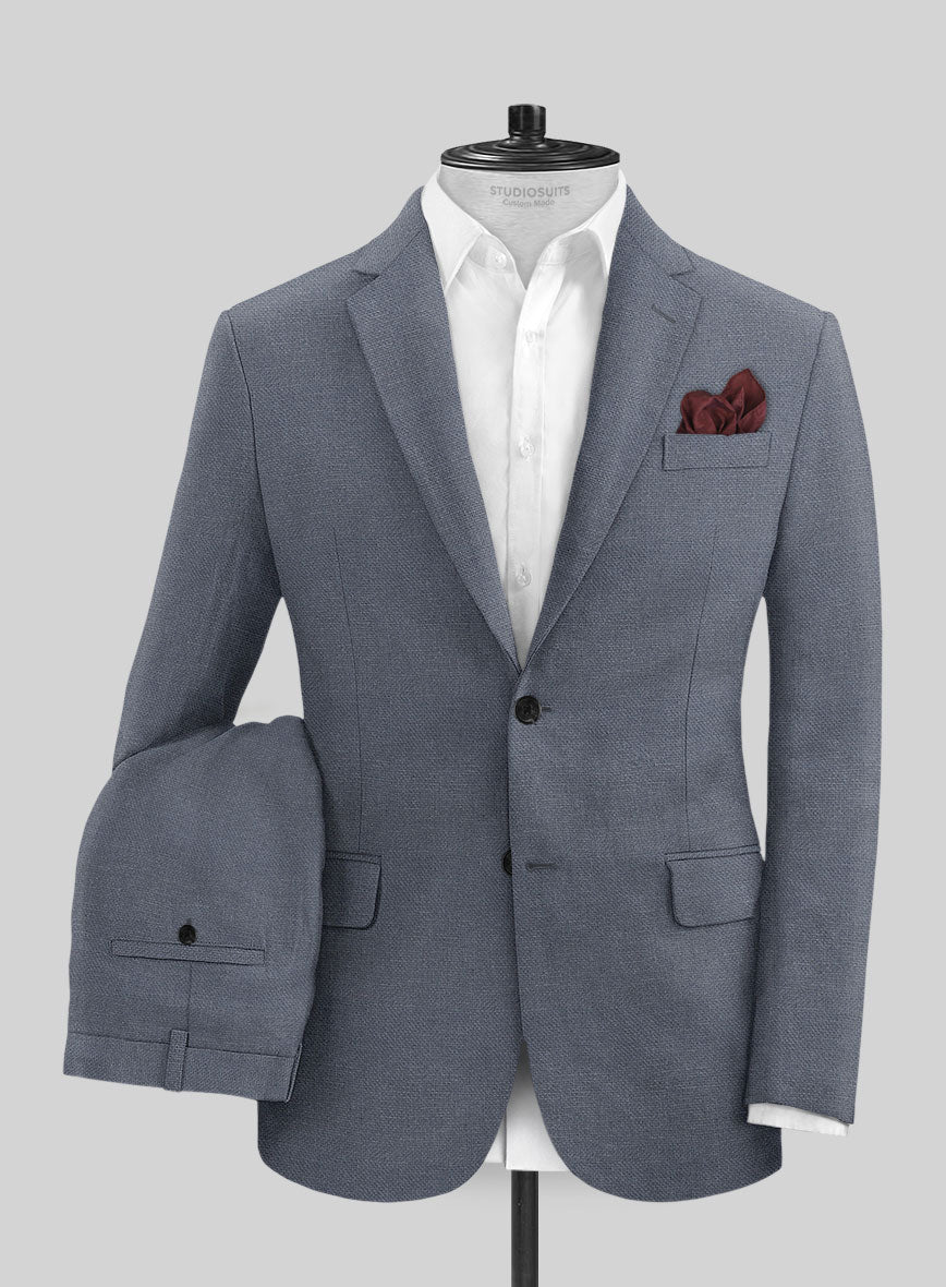 Italian Prato Gray Dobby Linen Suit - StudioSuits