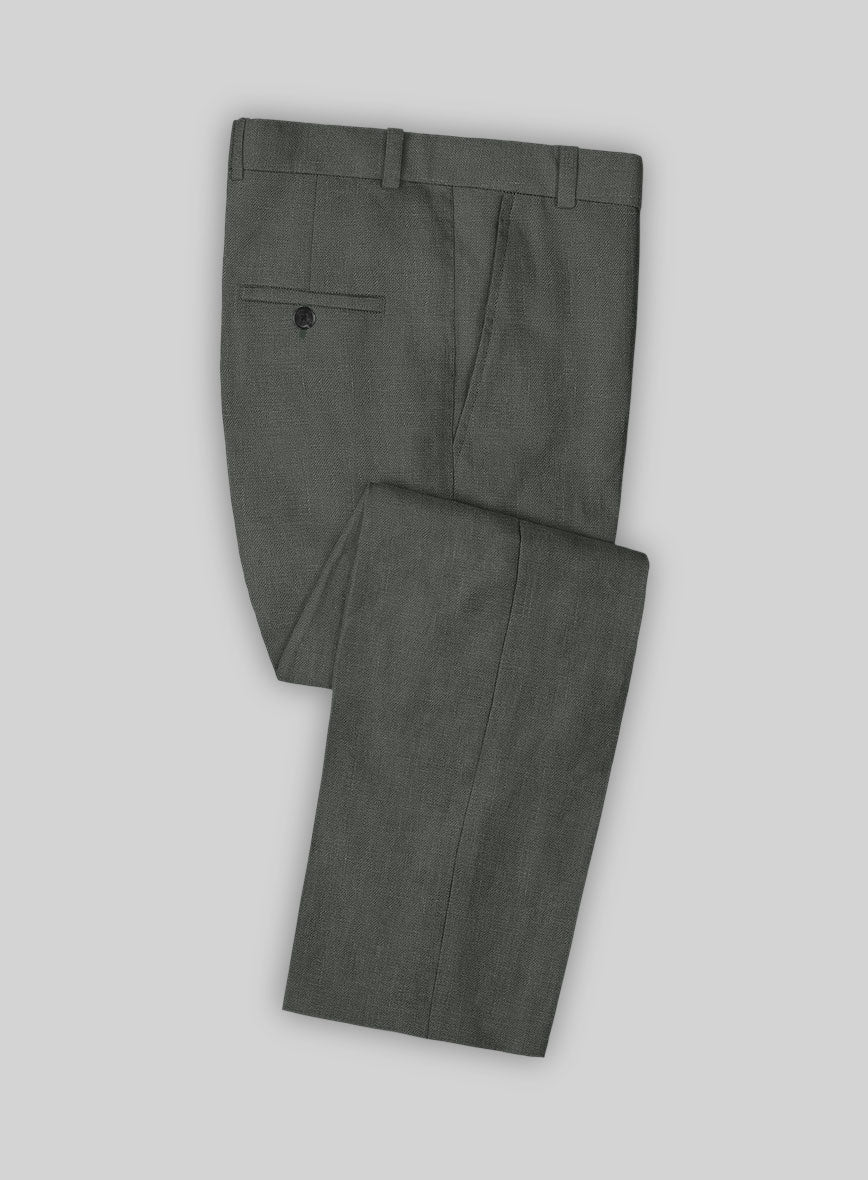 Italian Prato Gray Linen Pants - StudioSuits