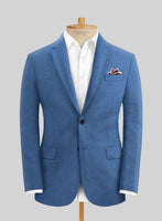 Italian Prato Sharkskin Blue Linen Suit - StudioSuits