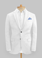 Italian Prato White Herringbone Linen Jacket - StudioSuits