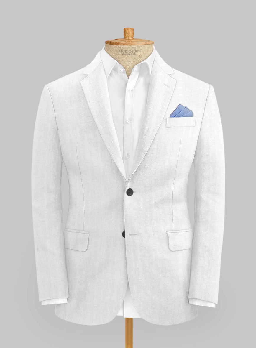 Italian Prato White Herringbone Linen Suit - StudioSuits