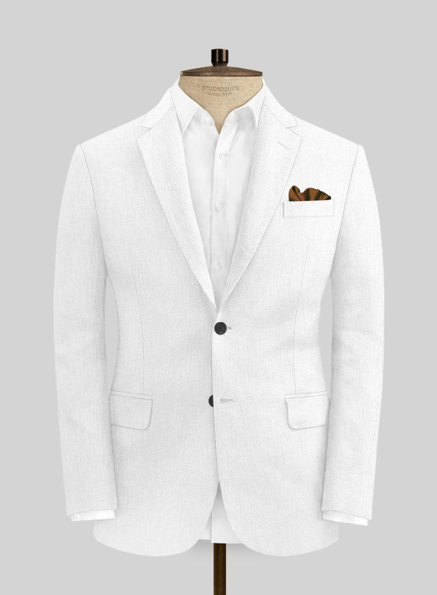 Italian Prato White Dobby Linen Suit - StudioSuits