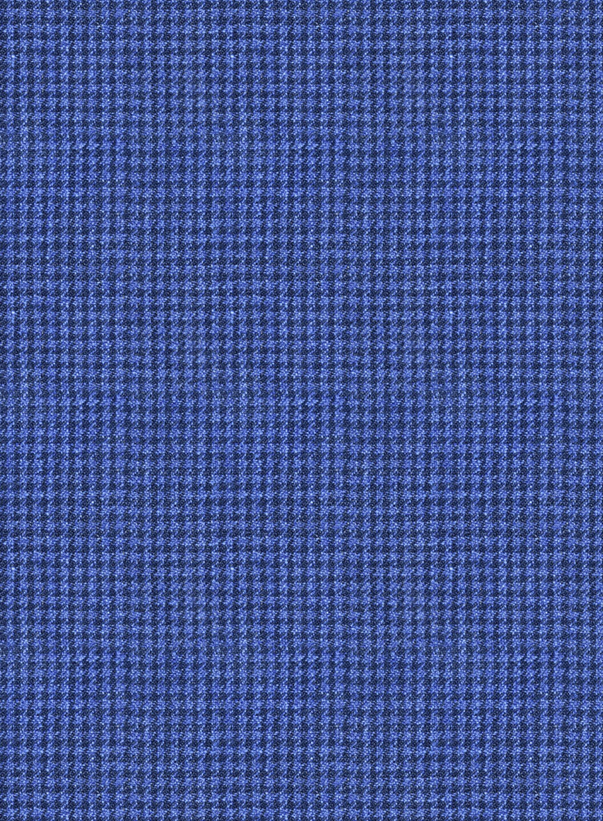 Italian Prato Blue Houndstooth Linen Jacket - StudioSuits