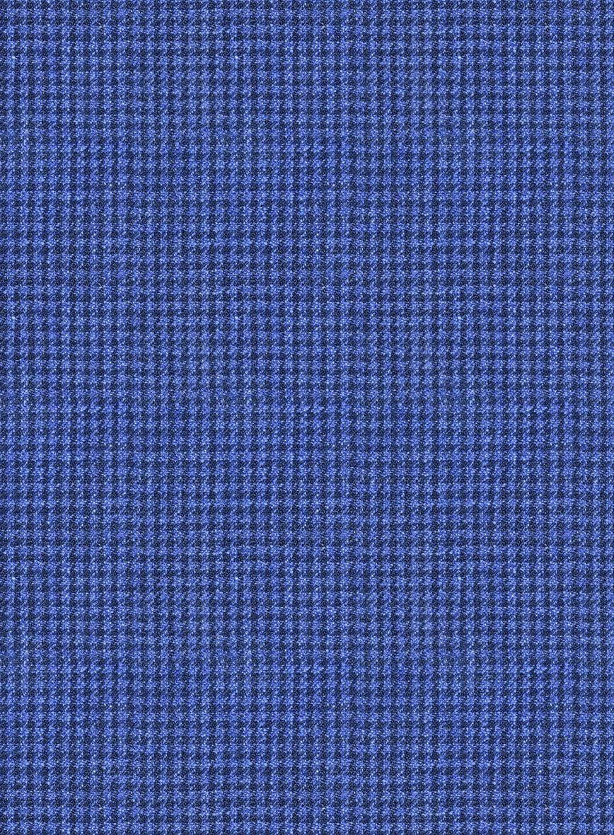 Italian Prato Blue Houndstooth Linen Pants - StudioSuits