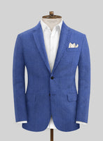 Italian Prato Blue Houndstooth Linen Suit - StudioSuits