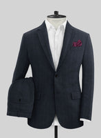 Italian Prato Diesel Blue Herringbone Linen Suit - StudioSuits