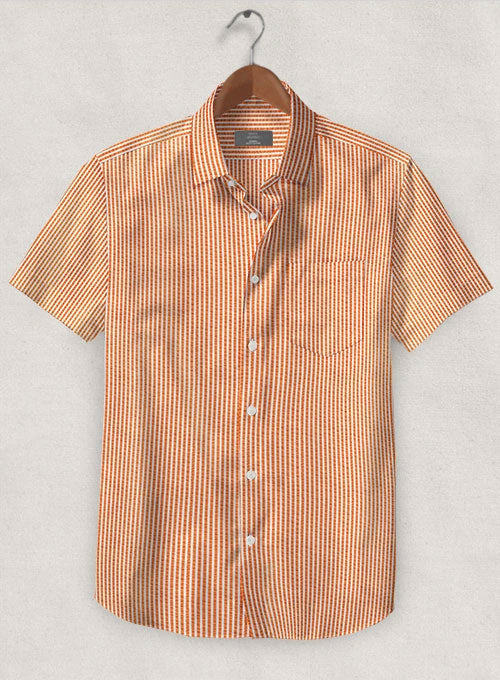 Italian Seersucker Orange Shirt