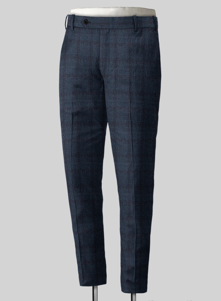 Italian Wool Cashmere Fluti Blue Checks Pants - StudioSuits