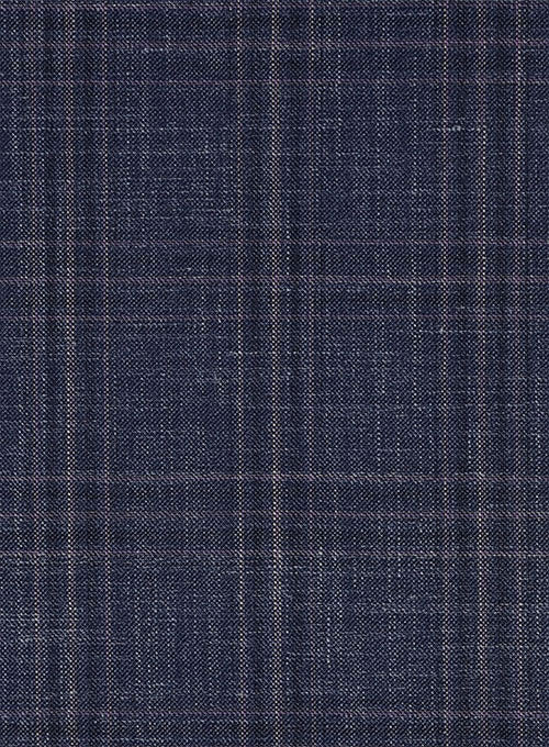 Italian Wool Silk Linen Vrella Blue Checks Jacket - StudioSuits