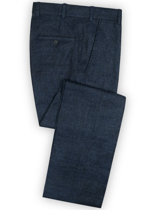 Italian Blue Khyber Linen Pants - 32R - StudioSuits