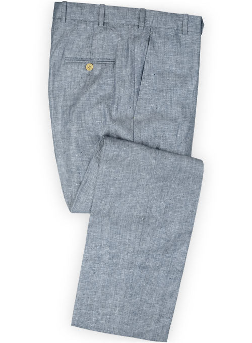 Italian Celeste Blue Linen Pants - StudioSuits