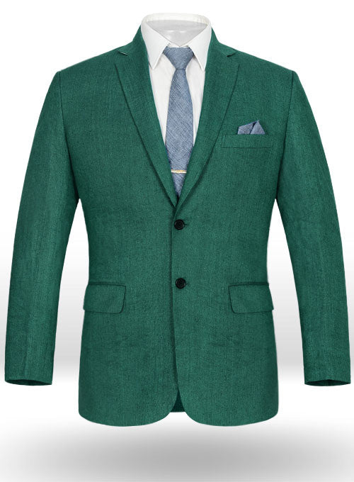 Italian Denim Green Linen Jacket - StudioSuits