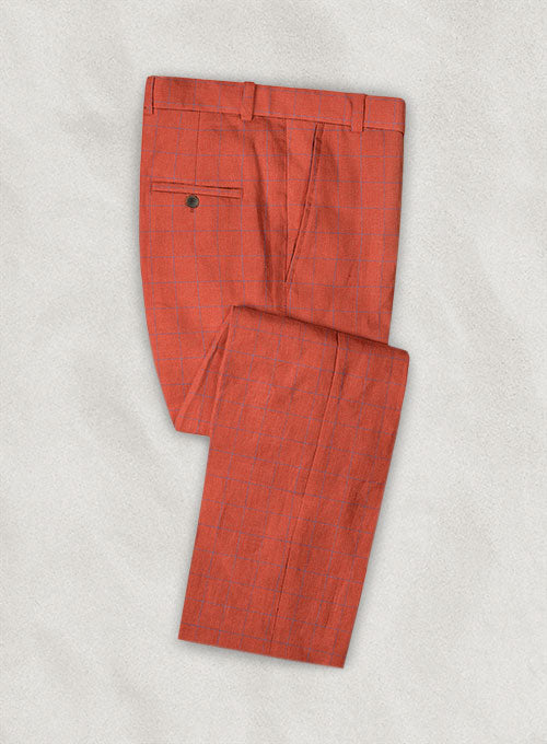 Italian Linen Mafelo Checks Pants - StudioSuits