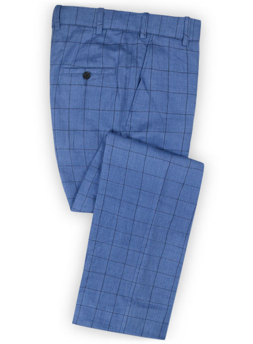 Italian Master Blue Linen Pants - StudioSuits