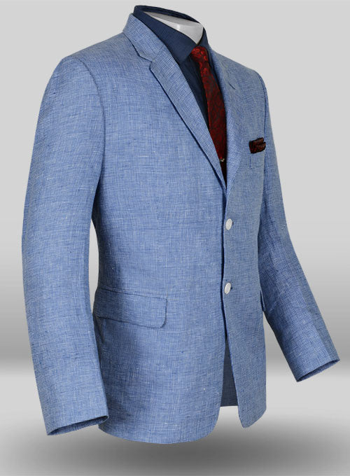 Italian Morocco Blue Linen Jacket - StudioSuits