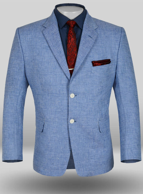 Italian Morocco Blue Linen Jacket - StudioSuits