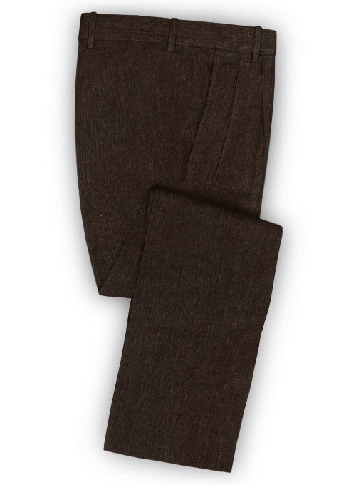 Italian Ramp Brown Linen Pants - StudioSuits