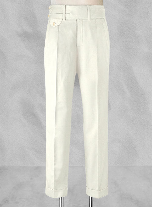 Ivory Double Gurkha Wool Trousers - StudioSuits