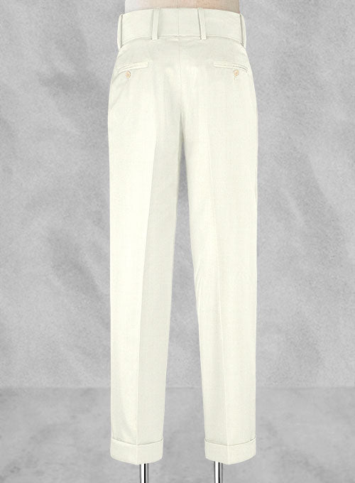 Ivory Double Gurkha Wool Trousers - StudioSuits