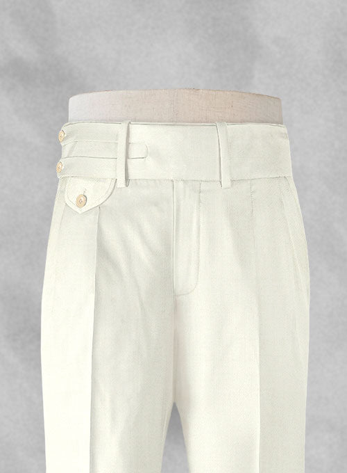 Ivory Double Gurkha Wool Trousers - StudioSuits