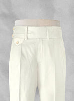 Ivory Double Gurkha Wool Trousers - StudioSuits