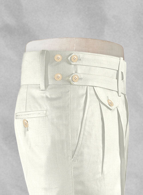 Ivory Double Gurkha Wool Trousers - StudioSuits