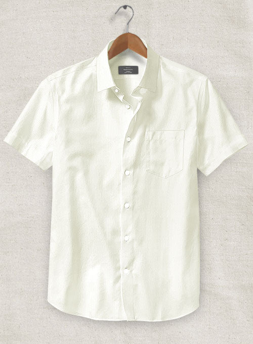 Ivory Herringbone Cotton Shirt - StudioSuits