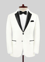 Ivory Wool Tuxedo Jacket - StudioSuits