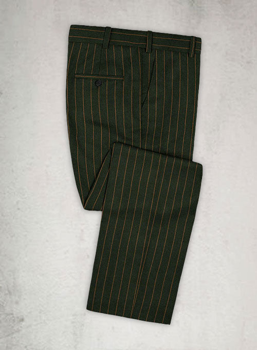 Jail Green Flannel Wool Pants - StudioSuits