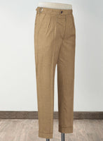 Khaki Highland Flannel Wool Trousers - StudioSuits