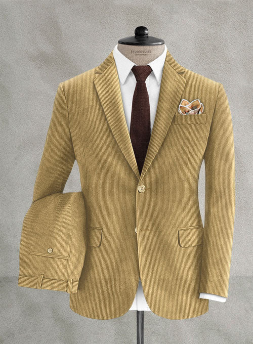 Khaki Stretch Corduroy Suit - StudioSuits