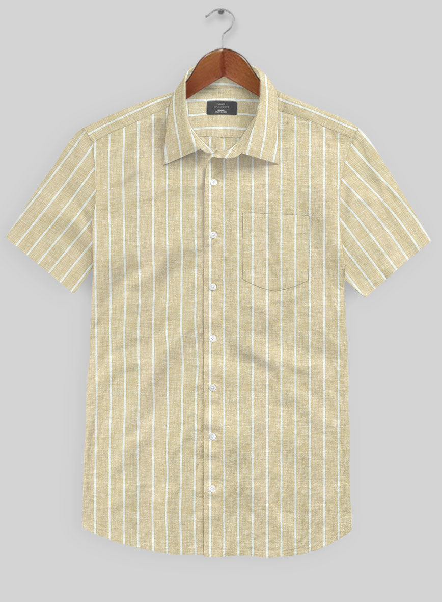 Khaki Stripe Linen Shirt - StudioSuits